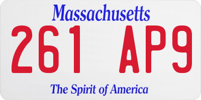 MA license plate 261AP9