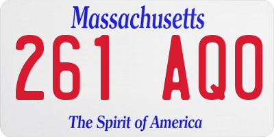 MA license plate 261AQ0