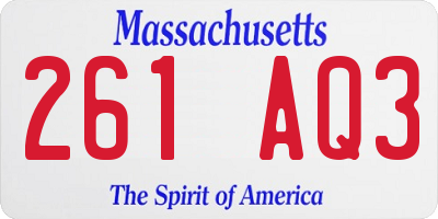 MA license plate 261AQ3