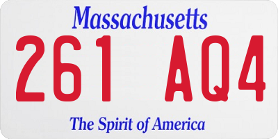 MA license plate 261AQ4