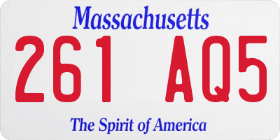 MA license plate 261AQ5