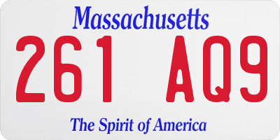 MA license plate 261AQ9