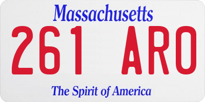 MA license plate 261AR0