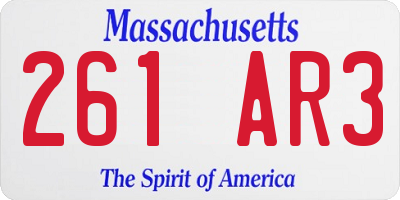 MA license plate 261AR3