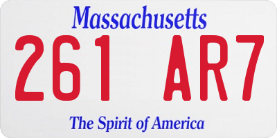 MA license plate 261AR7