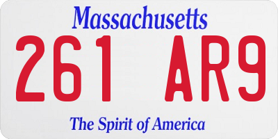 MA license plate 261AR9