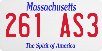 MA license plate 261AS3