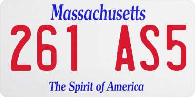 MA license plate 261AS5