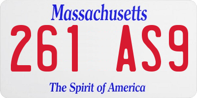 MA license plate 261AS9