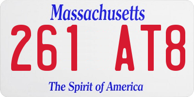 MA license plate 261AT8