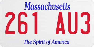 MA license plate 261AU3