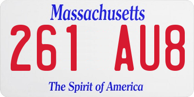 MA license plate 261AU8
