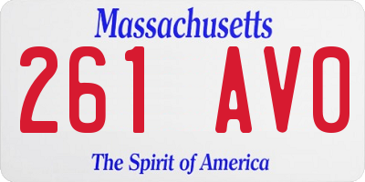 MA license plate 261AV0