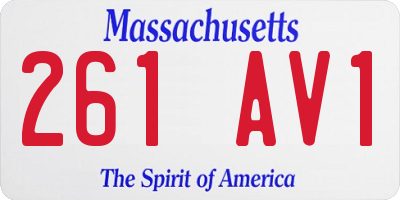 MA license plate 261AV1
