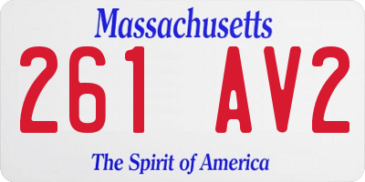 MA license plate 261AV2