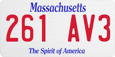 MA license plate 261AV3