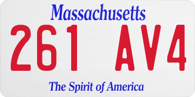 MA license plate 261AV4
