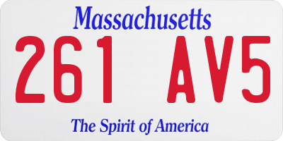 MA license plate 261AV5