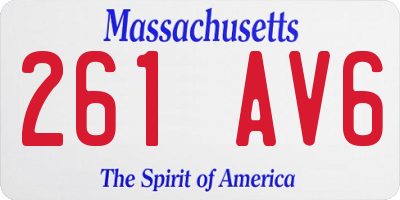 MA license plate 261AV6