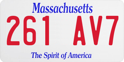 MA license plate 261AV7