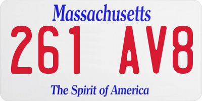MA license plate 261AV8