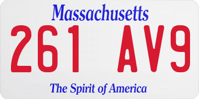 MA license plate 261AV9