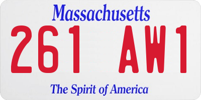 MA license plate 261AW1