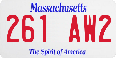 MA license plate 261AW2