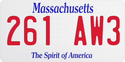 MA license plate 261AW3