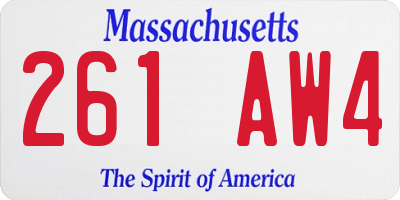 MA license plate 261AW4