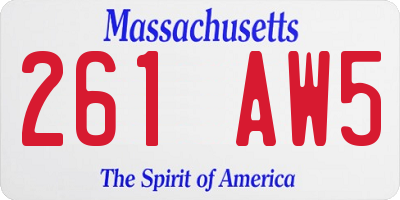 MA license plate 261AW5