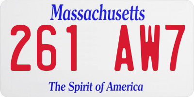 MA license plate 261AW7