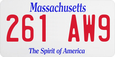 MA license plate 261AW9