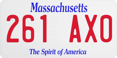 MA license plate 261AX0