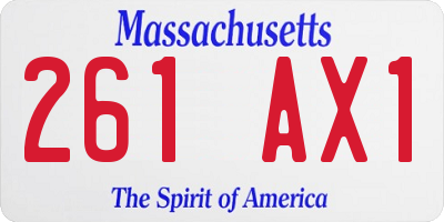 MA license plate 261AX1