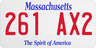 MA license plate 261AX2
