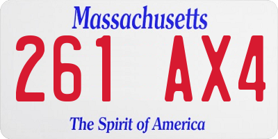 MA license plate 261AX4