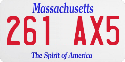 MA license plate 261AX5