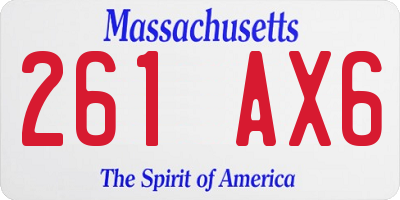 MA license plate 261AX6