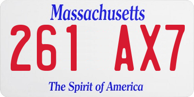 MA license plate 261AX7