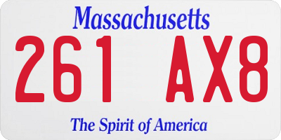 MA license plate 261AX8