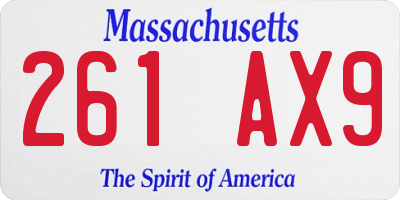 MA license plate 261AX9
