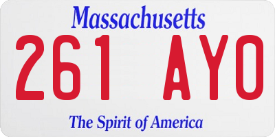 MA license plate 261AY0