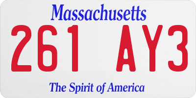 MA license plate 261AY3