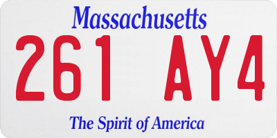 MA license plate 261AY4