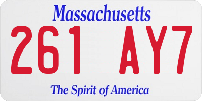 MA license plate 261AY7