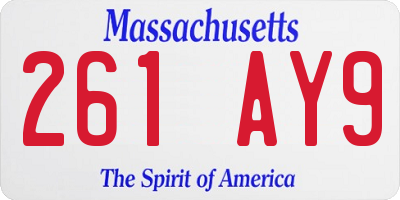 MA license plate 261AY9