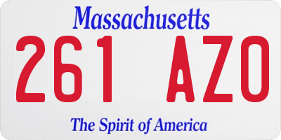 MA license plate 261AZ0