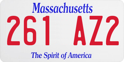MA license plate 261AZ2