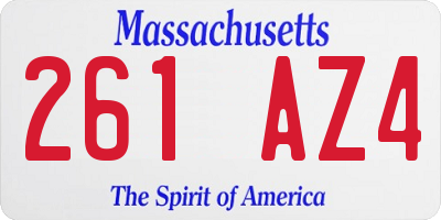 MA license plate 261AZ4